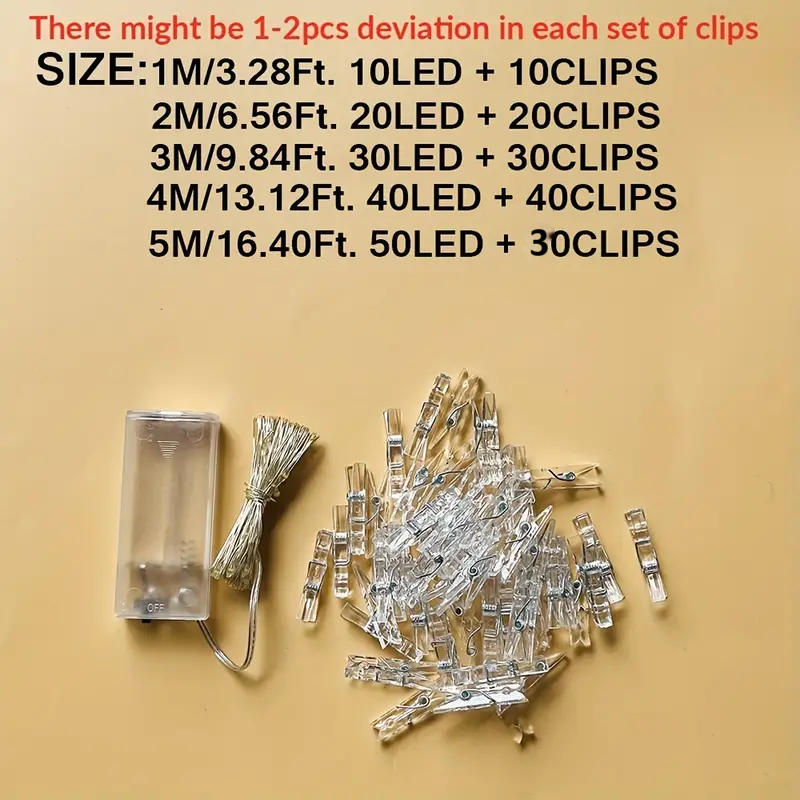Photo Clips String Lights - Battery Operated String Lights with Clips(5M/16.40Ft)-3