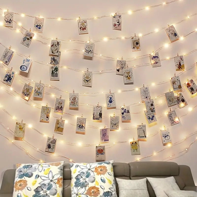Photo Clips String Lights - Battery Operated String Lights with Clips(5M/16.40Ft)-2