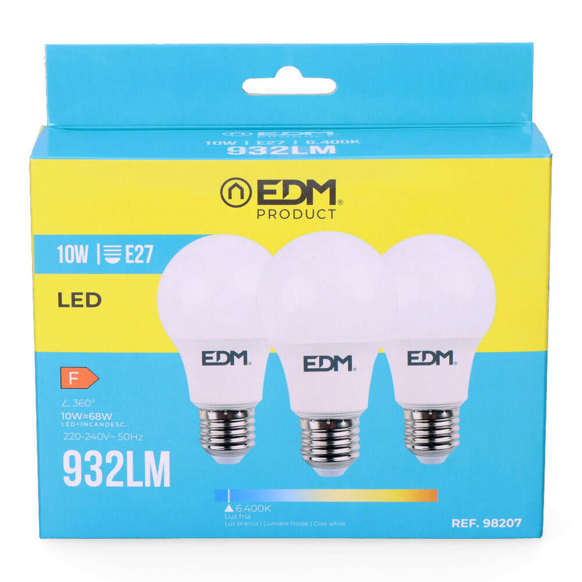 Pack of 3 LED bulbs EDM 98207 F 60 W 10 W 68 W E27 810 Lm 932 Lm Ø 6 x 10,8 cm (6400 K)-4
