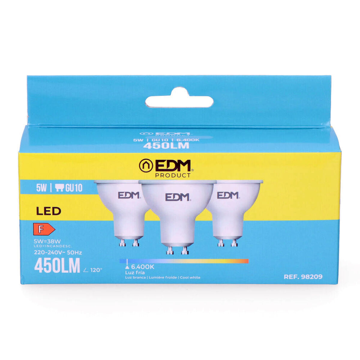 Pack of 3 LED bulbs EDM 98209 F 5 W 45 W 38 W GU10 450 lm Ø 5 x 5,5 cm (6400 K)-3