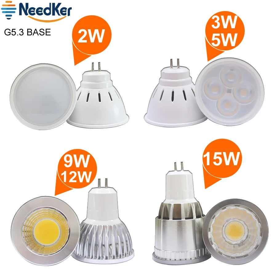 Gu10 Led Spotlights 2W 3W 5W SMD2835 Lamp Cup 9W 12W 15W Cob Led Lamp AC 110V 220V 240V Led Bulb Warm Cold White Led Light