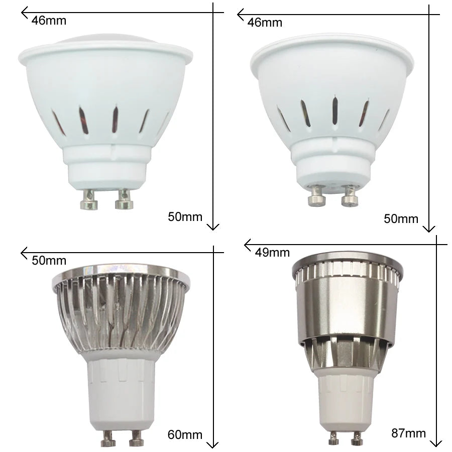 Gu10 Led Spotlights 2W 3W 5W SMD2835 Lamp Cup 9W 12W 15W Cob Led Lamp AC 110V 220V 240V Led Bulb Warm Cold White Led Light