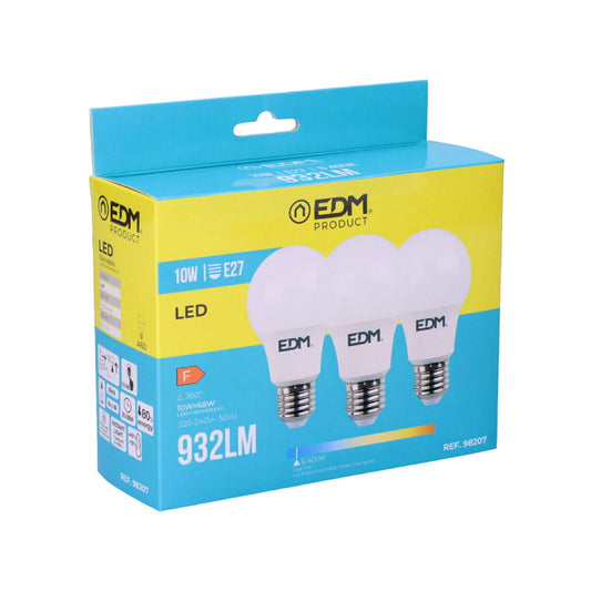 Pack of 3 LED bulbs EDM 98207 F 60 W 10 W 68 W E27 810 Lm 932 Lm Ø 6 x 10,8 cm (6400 K)-0